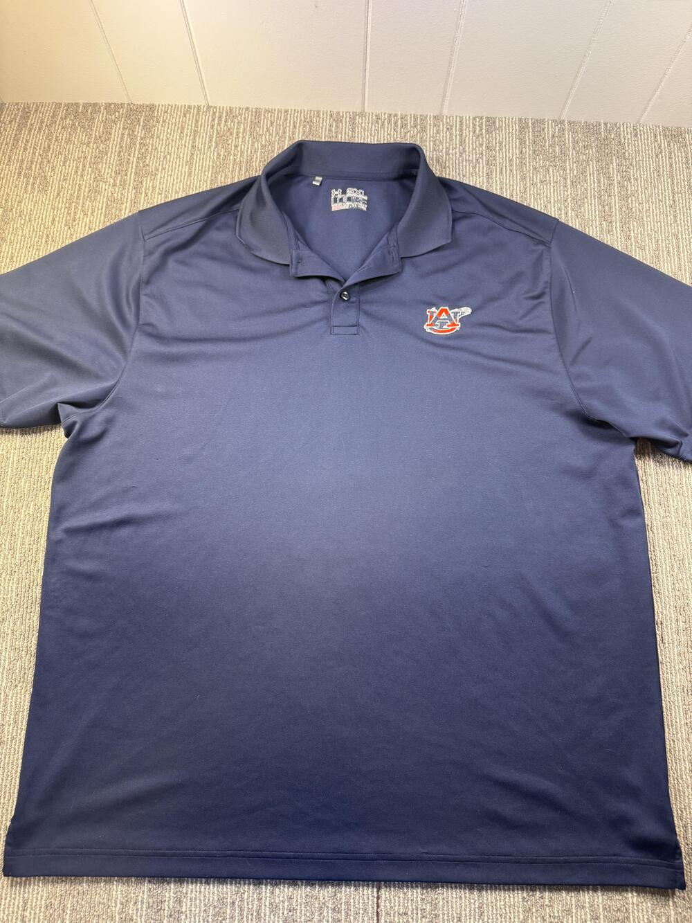 Auburn Tigers Polo Shirt Mens 2XL Blue NCAA Football Under Armour HeatGear